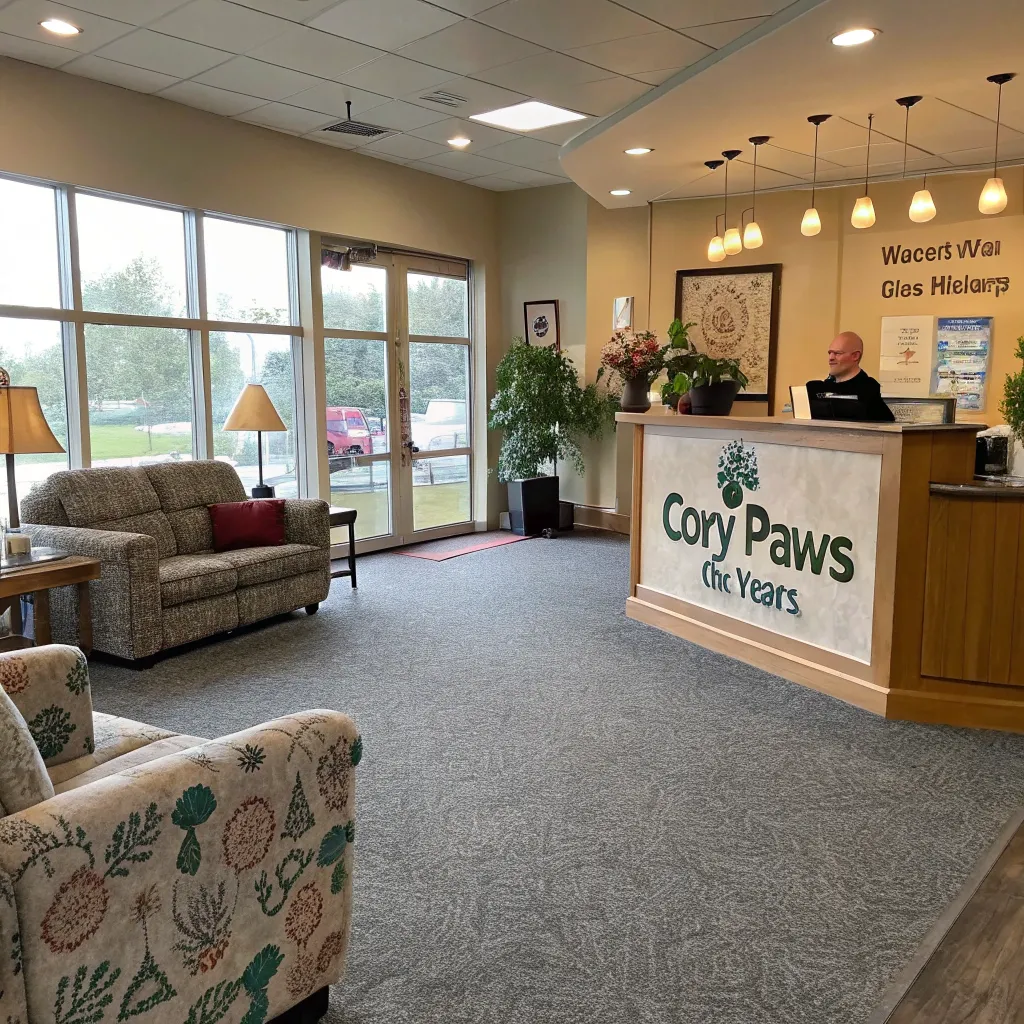 Cozy Paws Pet Hotel Lobby